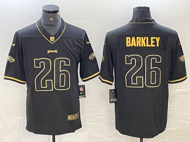 Men Philadelphia Eagles 26 Barkley Black retro gold characters 2024 Nike Limited NFL Jersey